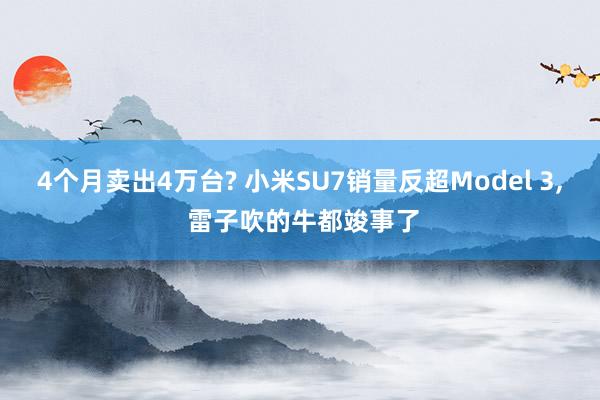 4个月卖出4万台? 小米SU7销量反超Model 3, 雷子吹的牛都竣事了