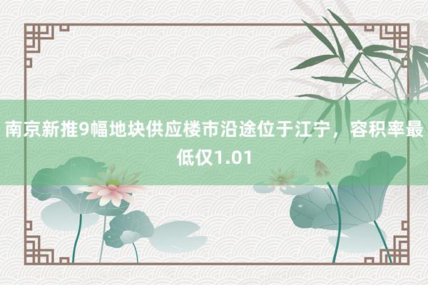 南京新推9幅地块供应楼市沿途位于江宁，容积率最低仅1.01