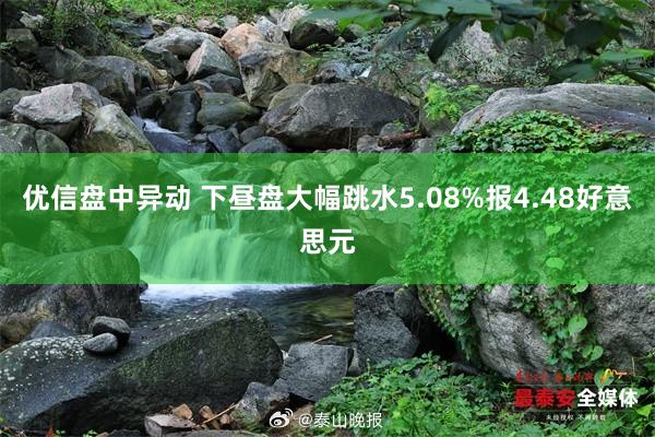 优信盘中异动 下昼盘大幅跳水5.08%报4.48好意思元