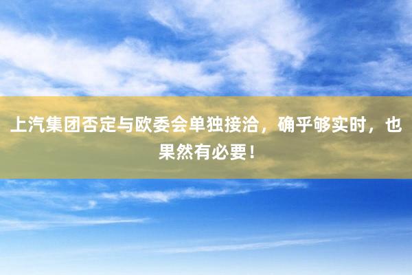 上汽集团否定与欧委会单独接洽，确乎够实时，也果然有必要！